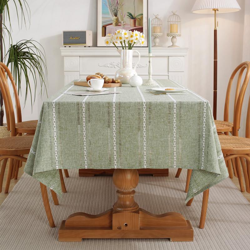 Sage Green Tablecloth Embroidery Rectangle Wedding Decoration For Kitchen Party Wedding Outdoor Farmhouse Soft Table Cover