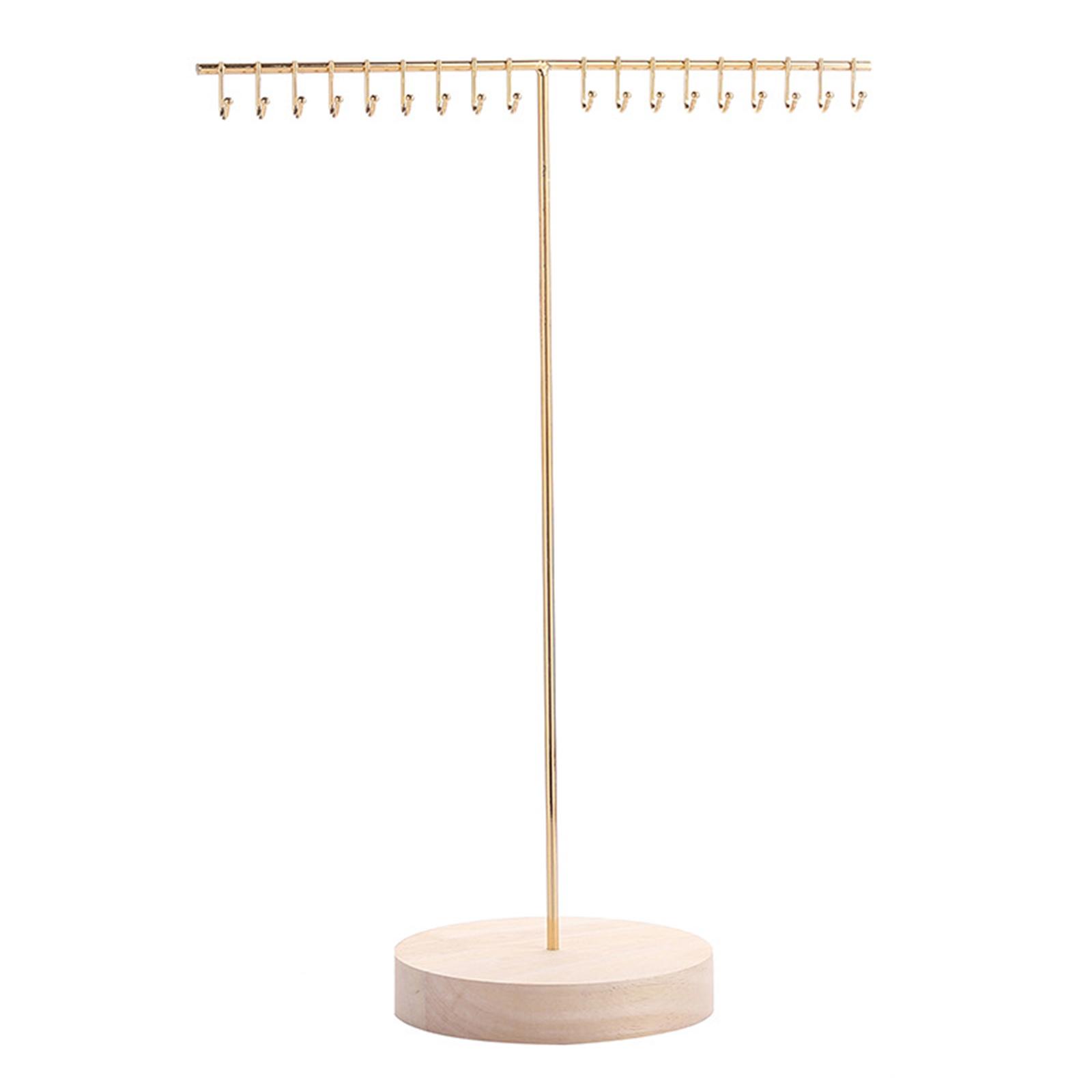 

Элегантный железный держатель для ожерелий Эффективный железный держатель для ожерелий с деревянным основанием Прочная подставка-стойка для демонстрации ювелирных изделий золотой