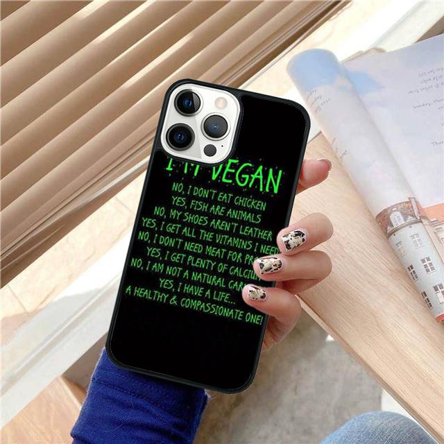 Vegan Vegetarian Quote Phone Case For iPhone 17 Air 15 16 Cover  14 11 13 Pro Max 12 Plus Max Cover Coque