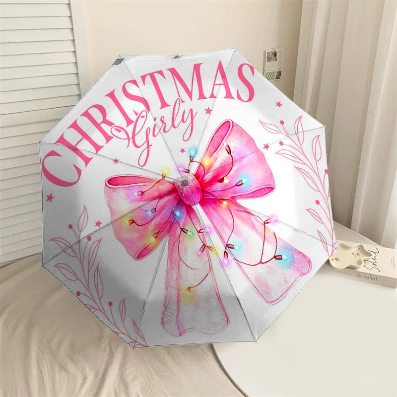 

1pc Christmas Girly Automatic Open/Close Umbrella Compact Folding Umbrella with 8-Rib Shaft for Women/Men, Elegant Birthday1250S