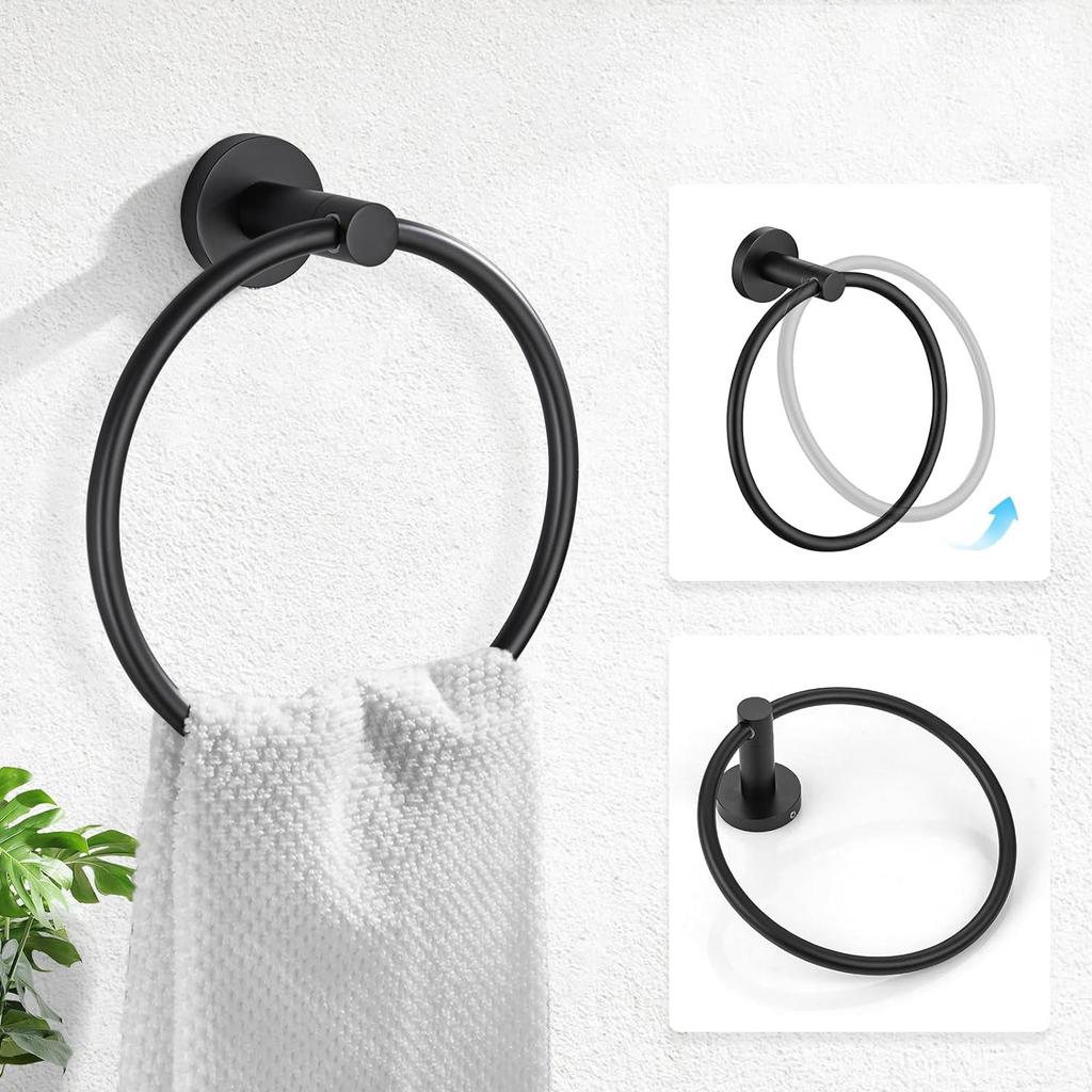 Black Bathroom Hardware Set Accessories Wall Mounted Stainless Steel Towel Bar Towel Ring Toilet Paper Holder Hook Bathroom Kit