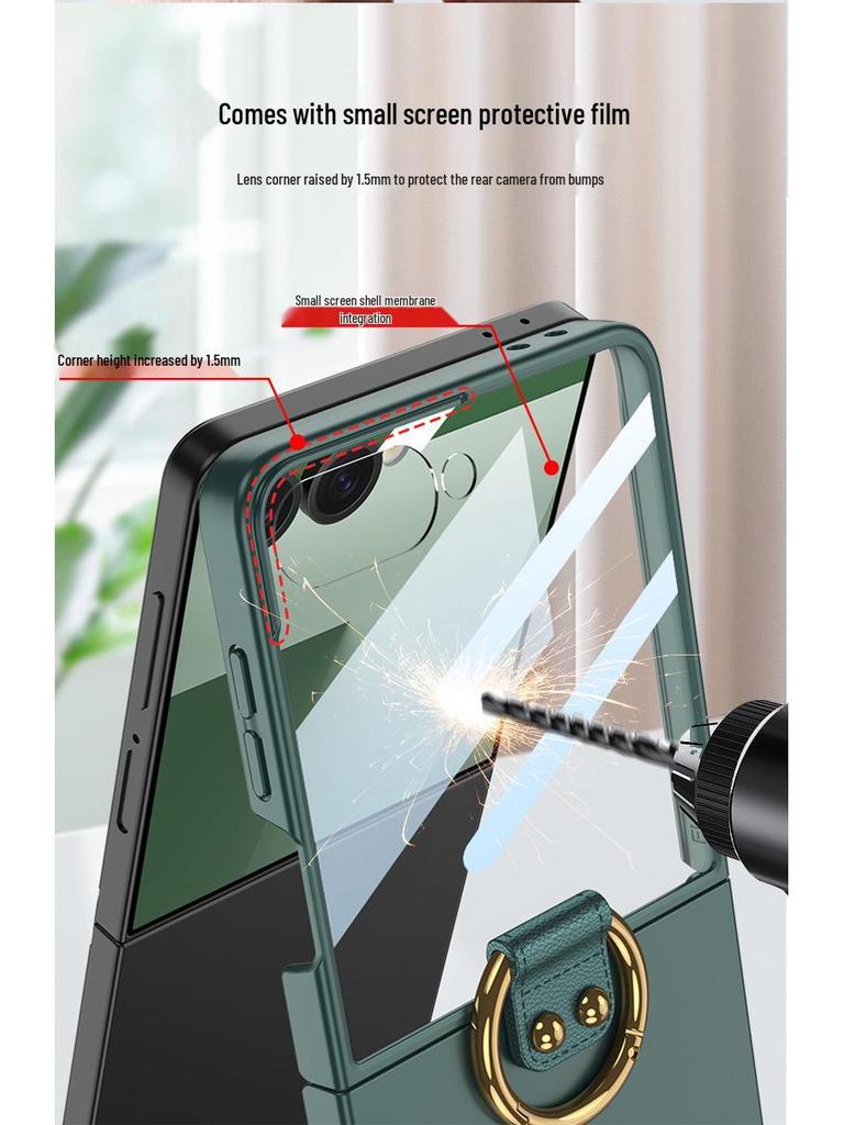 Samsung Z Flip7 Frosted Ring Hard Shell Case: High-End, Integrated Screen Protection