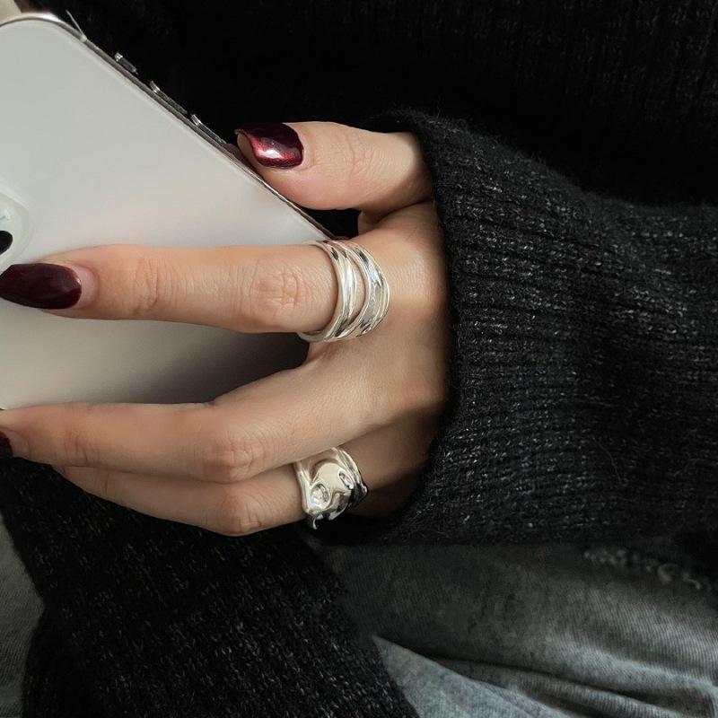Wide Band Geometric Double Layer Open Ring for Women - Trendy Stackable Fashion Accessory