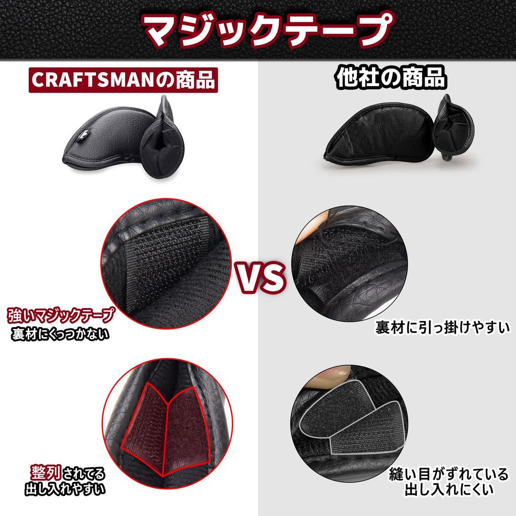 CRAFTSMAN Golf Iron Covers, Velcro Closure, Headcover Set of 12 (3-9, Aw, Pw, Sw, Lw, Lw), Numbered Embroidered Wedge Covers, Synthetic Leather