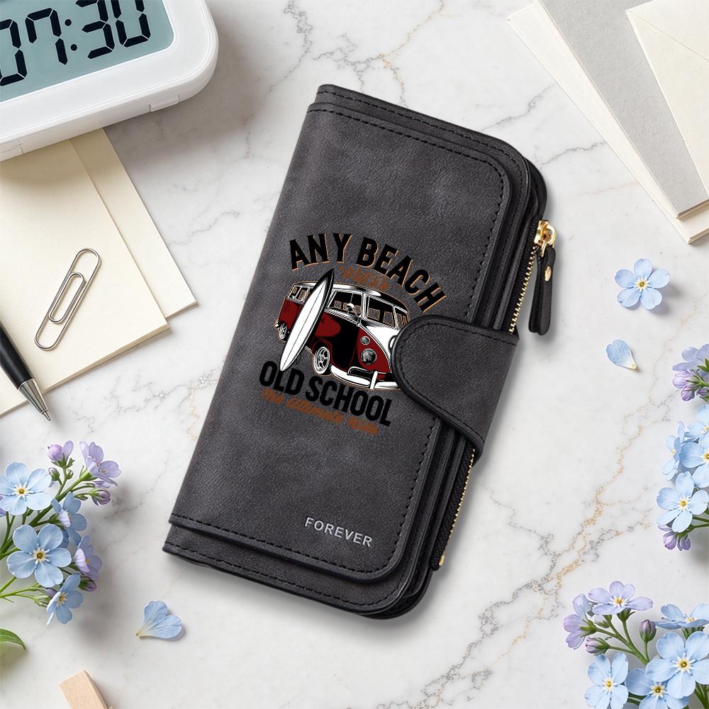 Retro Beach Style Long Wallet Casual Portable Card Holder Fashion Daily Use Purse