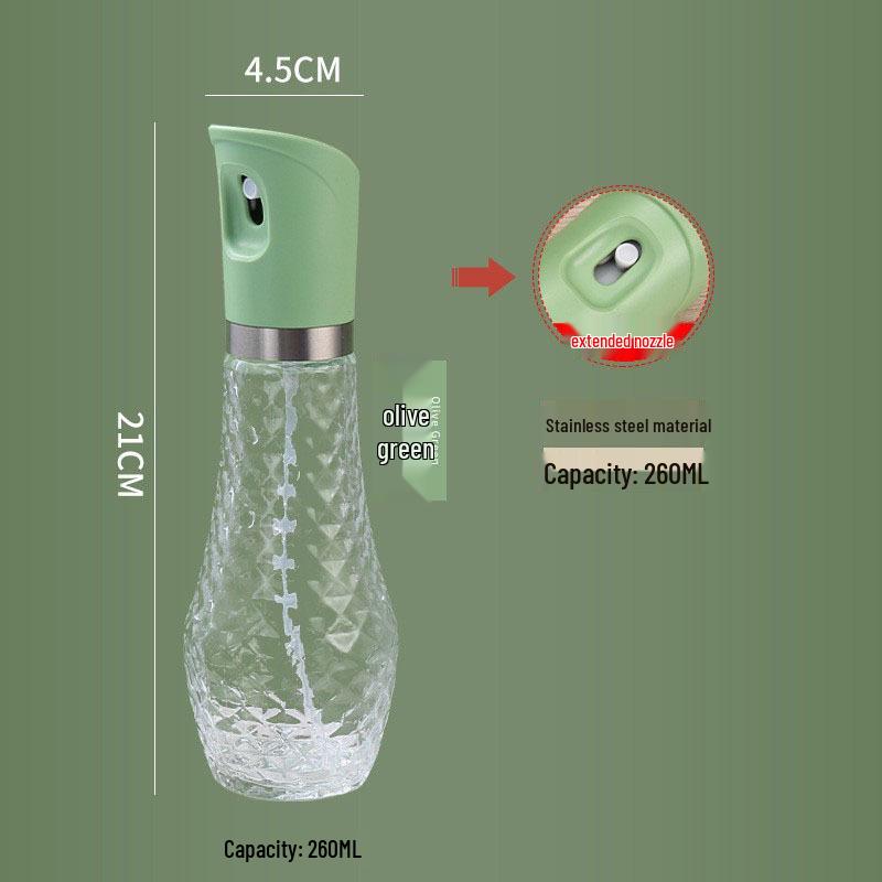 260ml Glass Press-Type Oil and Water Spray Bottle - Non-Drip, Transparent Kitchen and Watering Can.