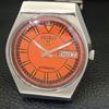 VINTAGE SEIKO 5 AUTOMATIC JAPAN 6309A MENS ORANGE COLOR DIAL WATCH A702711-1 R210-a702711