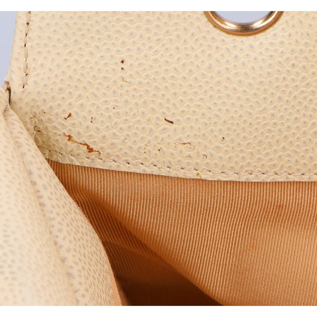 CHANEL No. 8 Standard Chain Tote PTT Caviar Handbag IvoryUsed