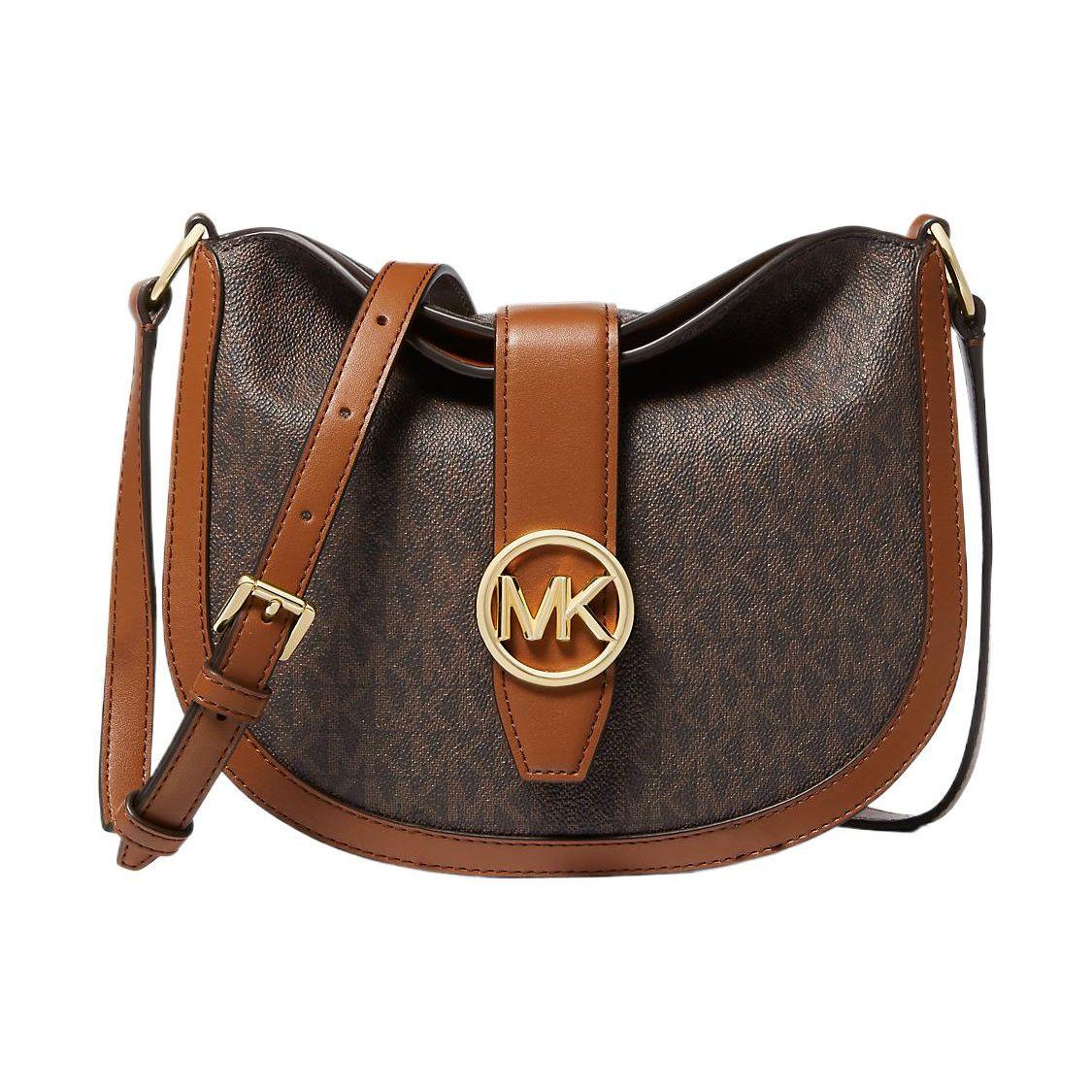 

Michael Kors Gabby Classic Monogram Snap Closure Commuter Canvas Crossbody Bag Small Women Bags Brown 35H3G5GC1B-0200 Basic Set (Bag+Dust Bag)