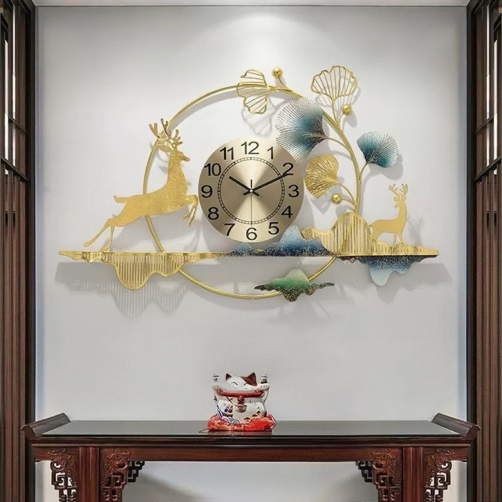 Restaurant Dekorative Wanduhr High-End Stil Uhr Wohnzimmer 2025 Neues Modell Große Wanduhr Eisenkunst Gold