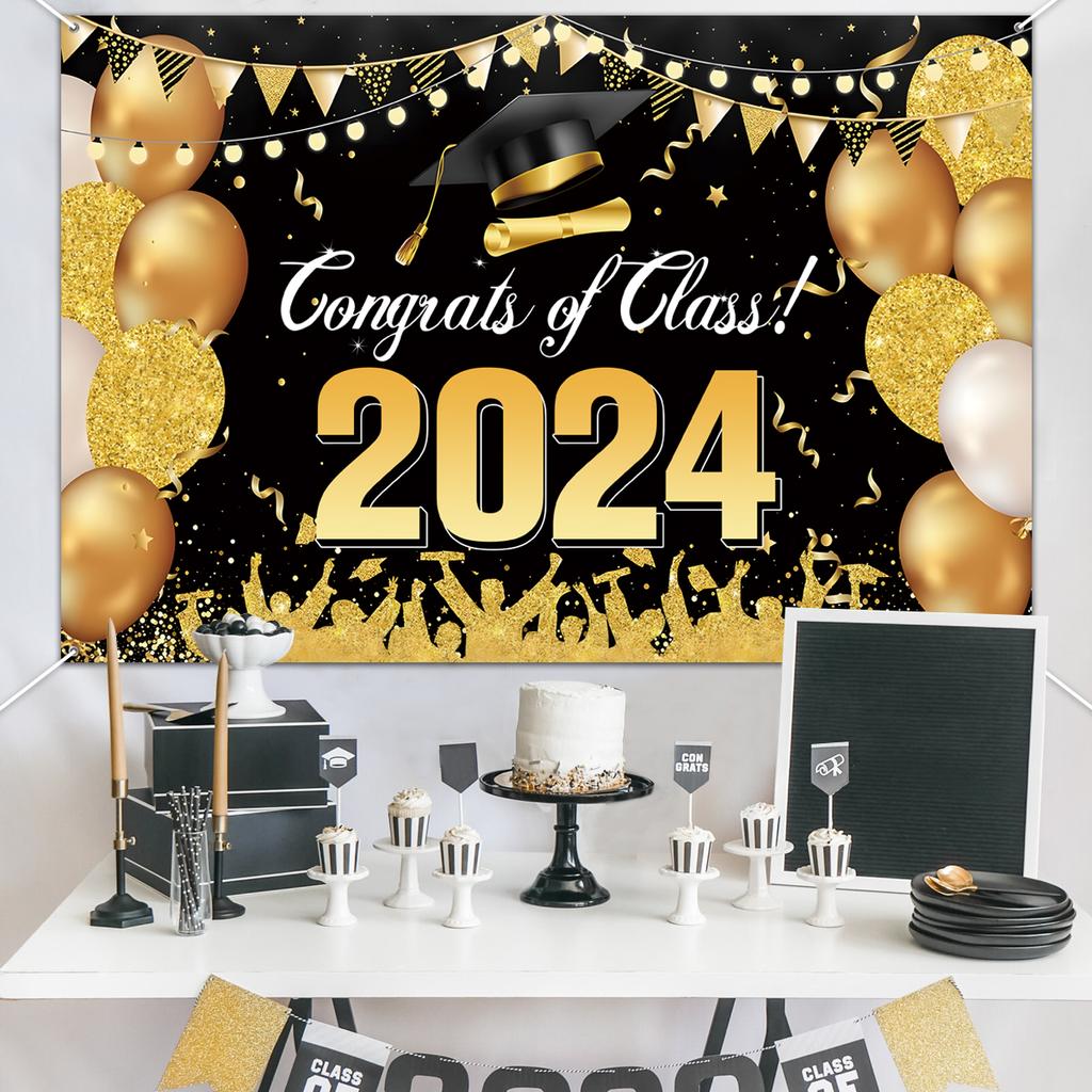 2024 Happy Graduation Hintergrund für Foto Herzlichen Glückwunsch Grad Prom Party Herzlichen Glückwunsch Absolventen Fotografie Hintergrund Dekor
