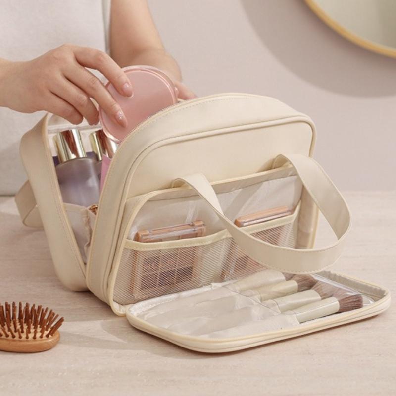 Women's Large Capacity Travel Cosmetic Bag Portable Makeup Organizer Pockets Multifunctional Toiletry Storage Bag Waterproof Makeup Bag Wash Tote Bag
