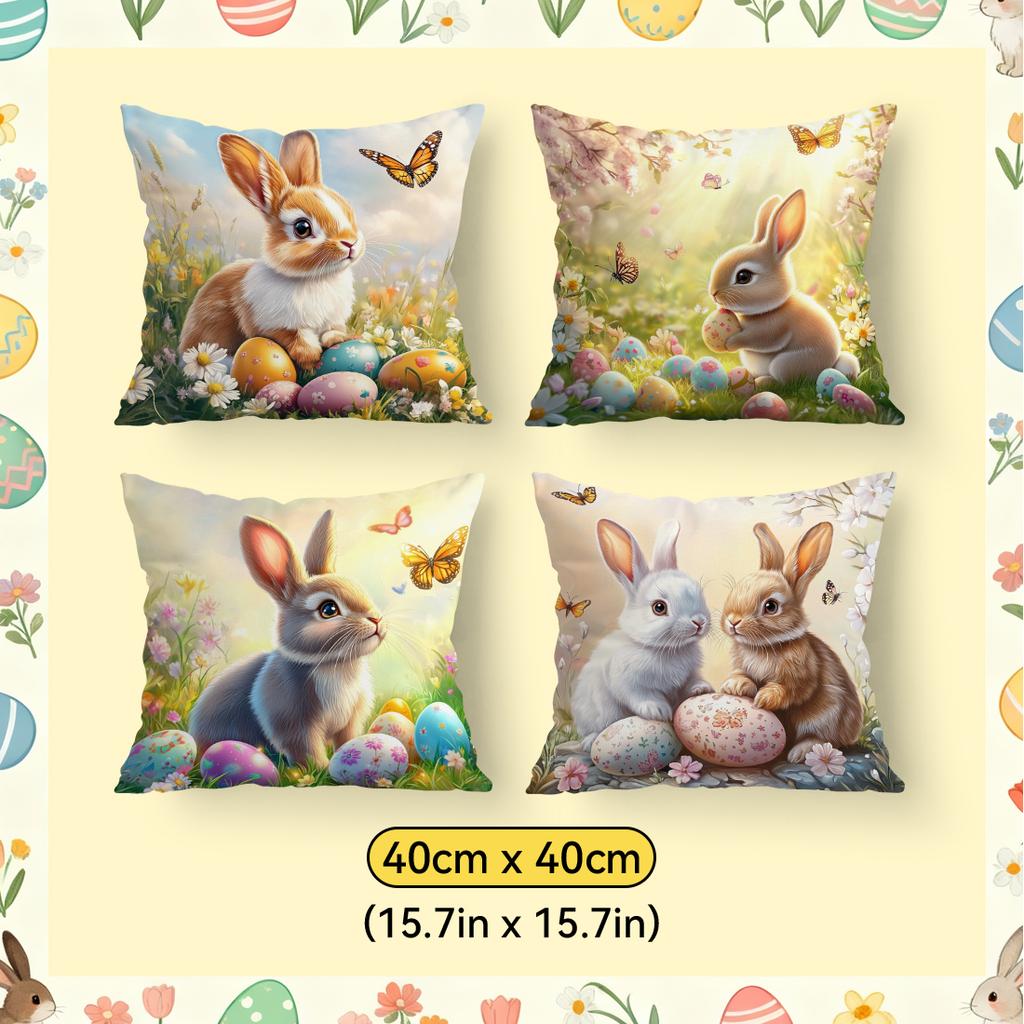 Easter Spring Bunny Cushions Pillowcase Polyester Cushion Cover Throw Pillow Pillowcover Home Car Sofa Decor