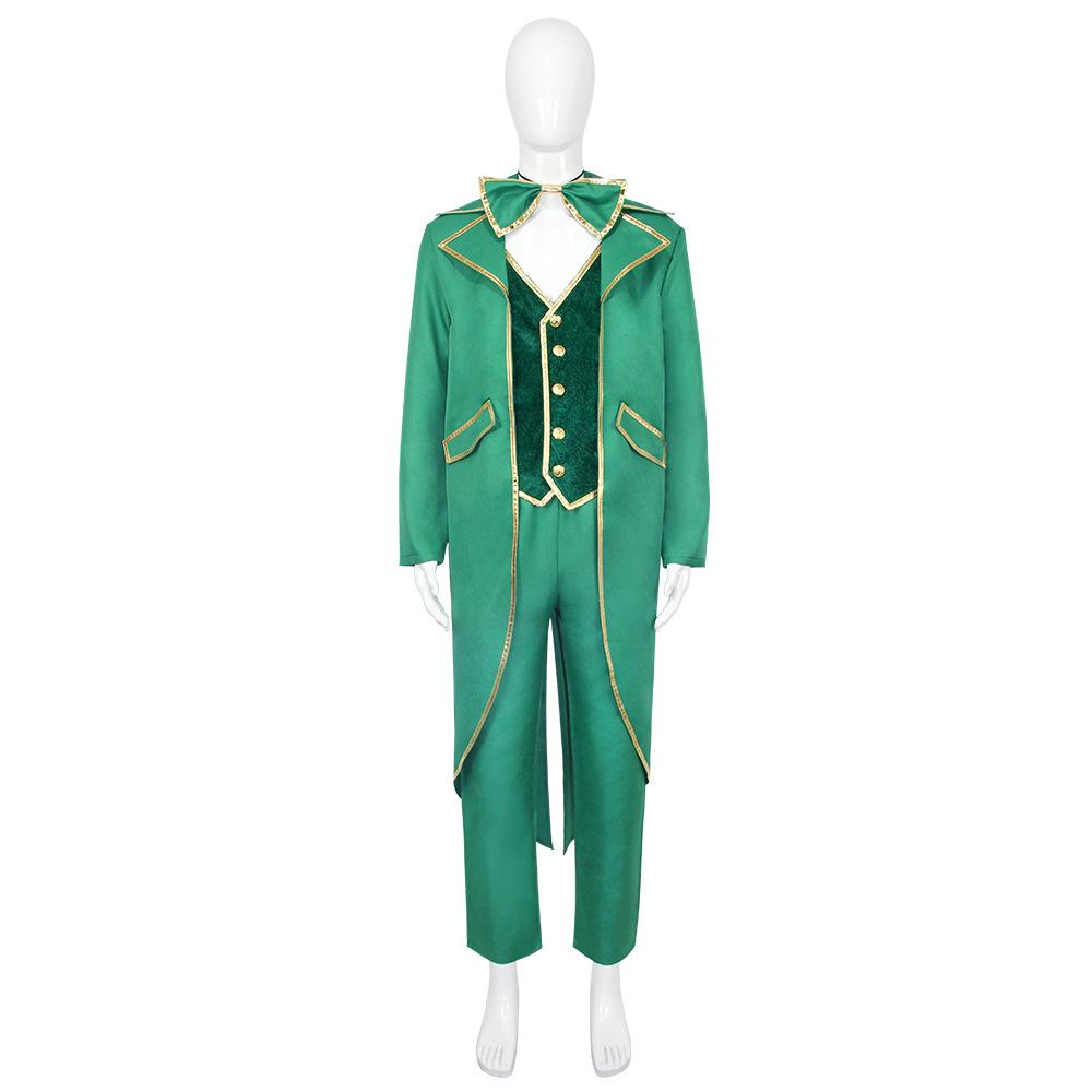 St. Patrick's Day Costume Elf Costume Gothic Vintage Steampunk Tail Coat with Goblin Hat Bow Tie