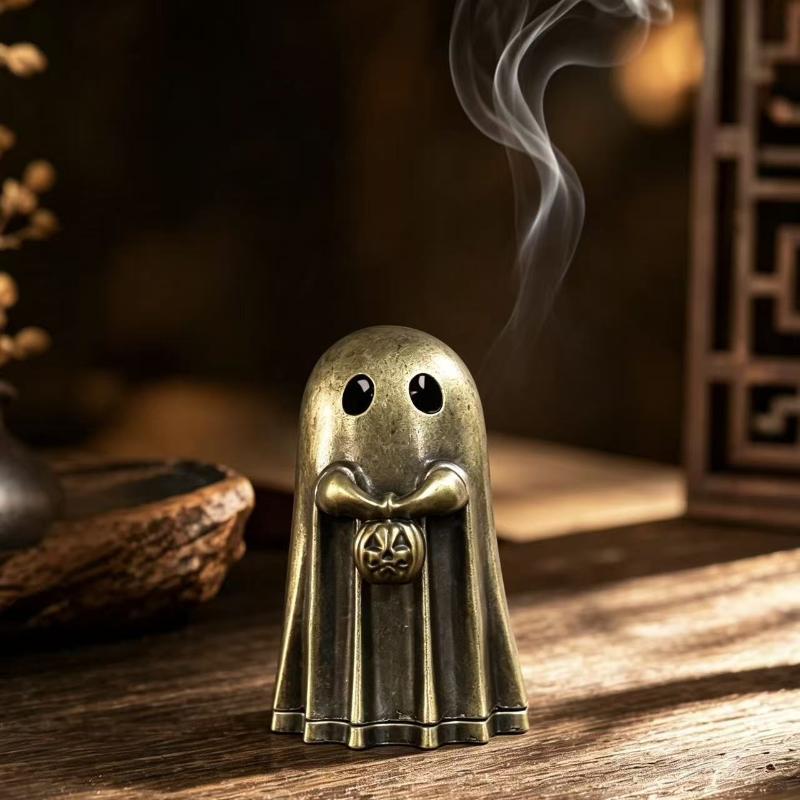 Mini Ghost Pumpkin Incense Holder Portable Fragrance Diffuser for Halloween Travel Home Party Desktop Decor