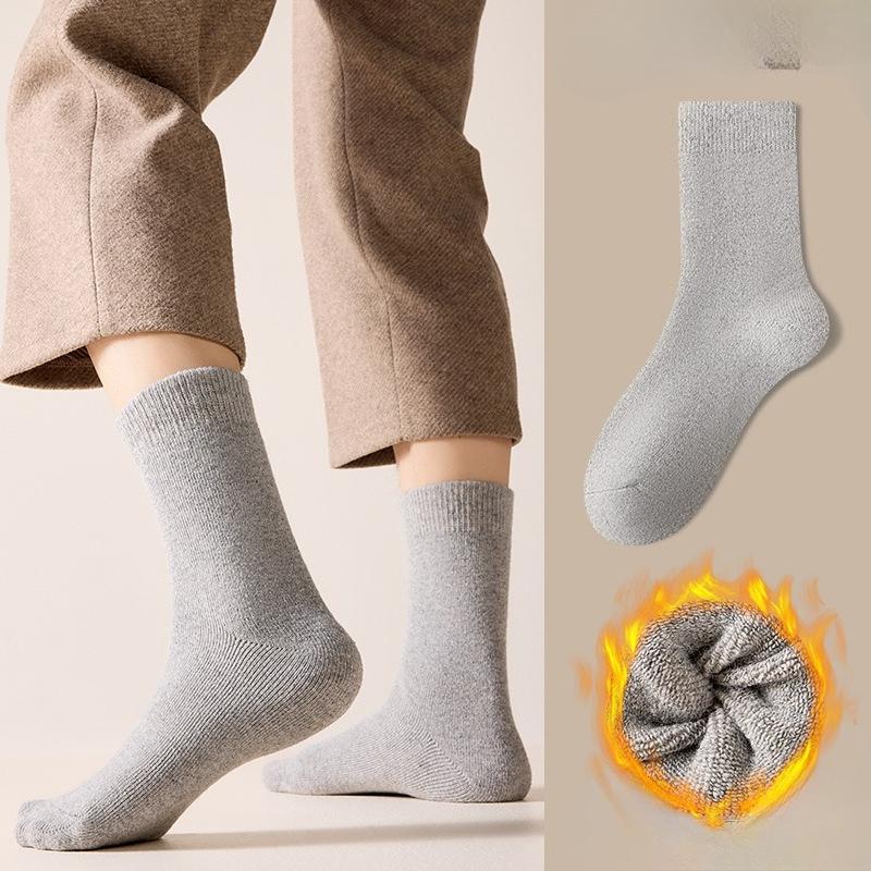 Wollsocken für Herren, Dicke mittelhohe Socken mit zusätzlichem Fleece für Herbst und Winter, Warme und geruchshemmende Kaschmir-Winter-Langsocken