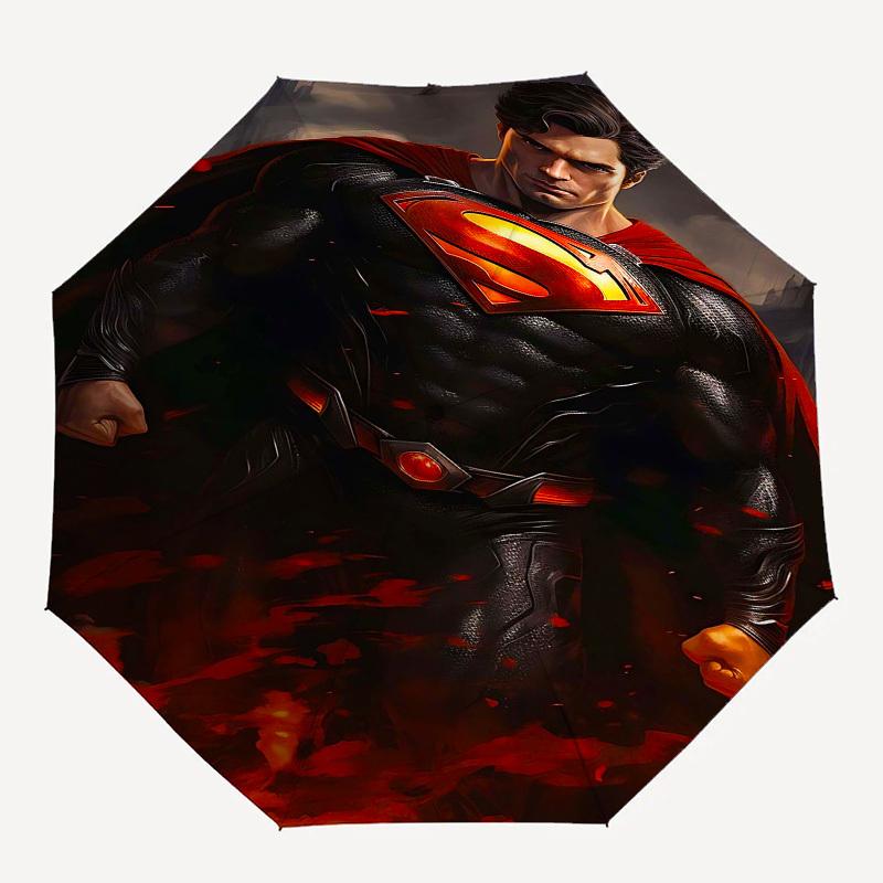 

1pc Superman Fire Automatic Folding Umbrella - Compact 8-Rib Design, Durable Plastic & Iron1115L