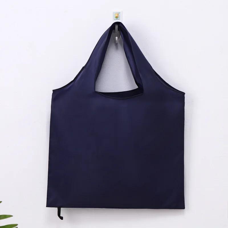 Solid Color Reusable Foldable Shopping Bag Totes Eco Friendly Shopper Portable Large Capacity Shoulder Handbags Grocery Bags