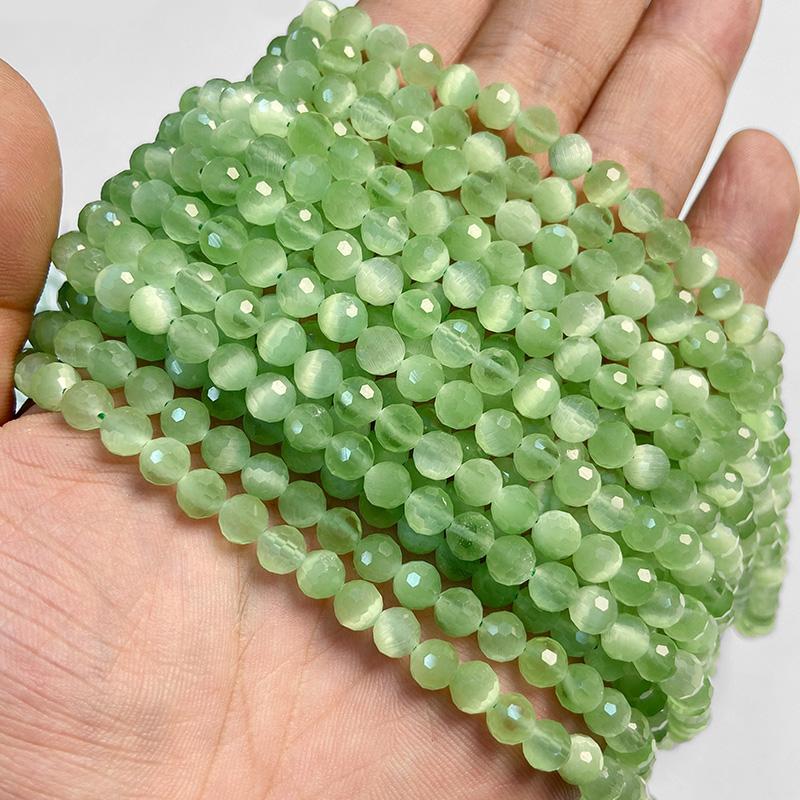 6MM Faceted Round Spacer Gem Stone Beads Loose Crystal Quartz Jaspers Bead For Beadwork Jewelry Making Women Bracelet Necklace
