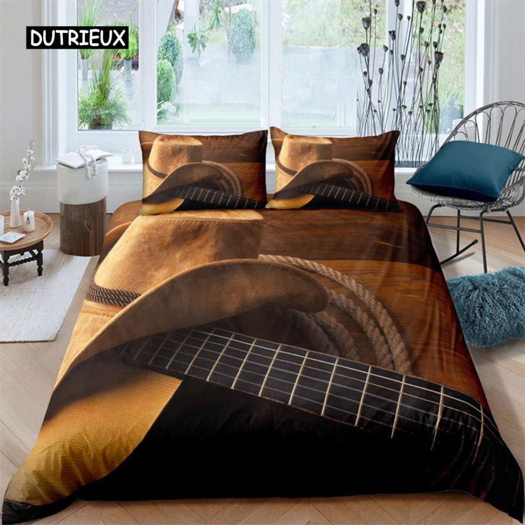 Western Cowboy Duvet Cover Rodeo Cowboy Riding Bull Horse Bedding Set Full For Boys Teen Microfiber Farmhouse Style Quilt Cover