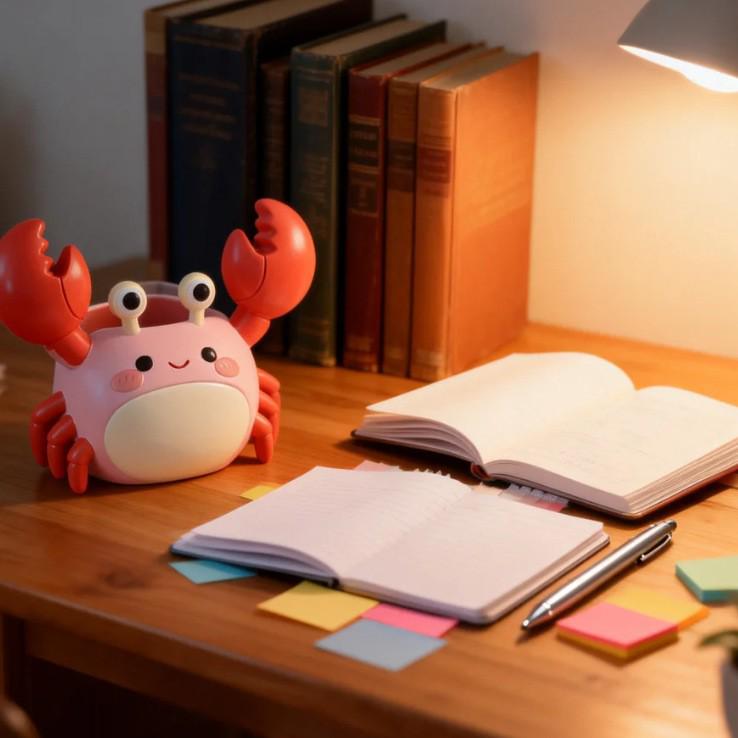 Cartoon Crab Pen Holder - Office Desktop Ornament & Souvenir Stationery Decor