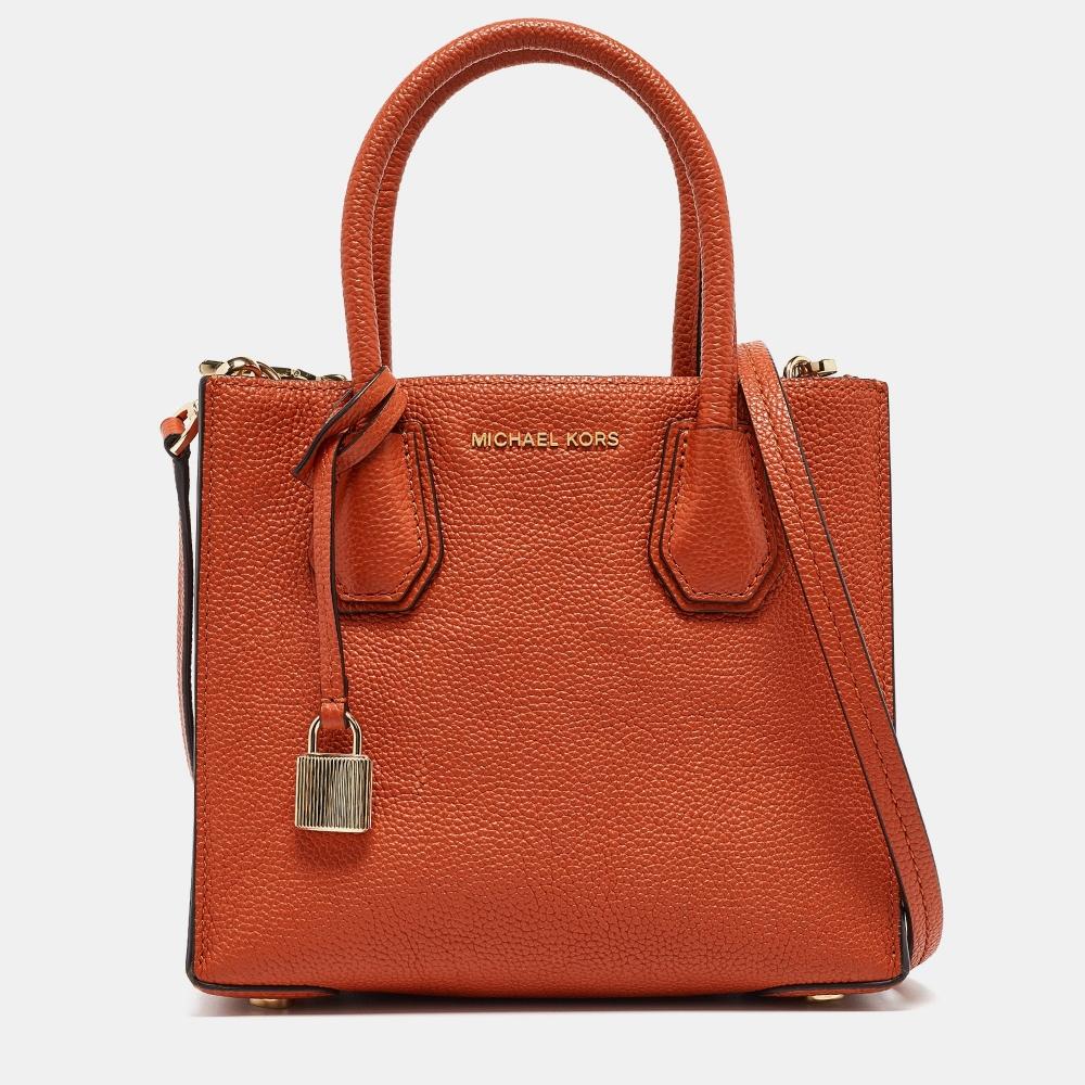 

Michael Kors Leather Small Mercer Tote orange
