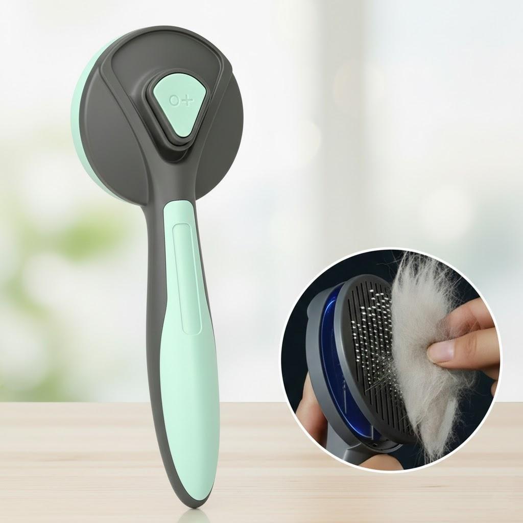 

Pet Grooming Brush Cat Hair Remover Self Cleaning Dog Brush Needle Comb for Tangles Pet Supplies Accessories зелёный