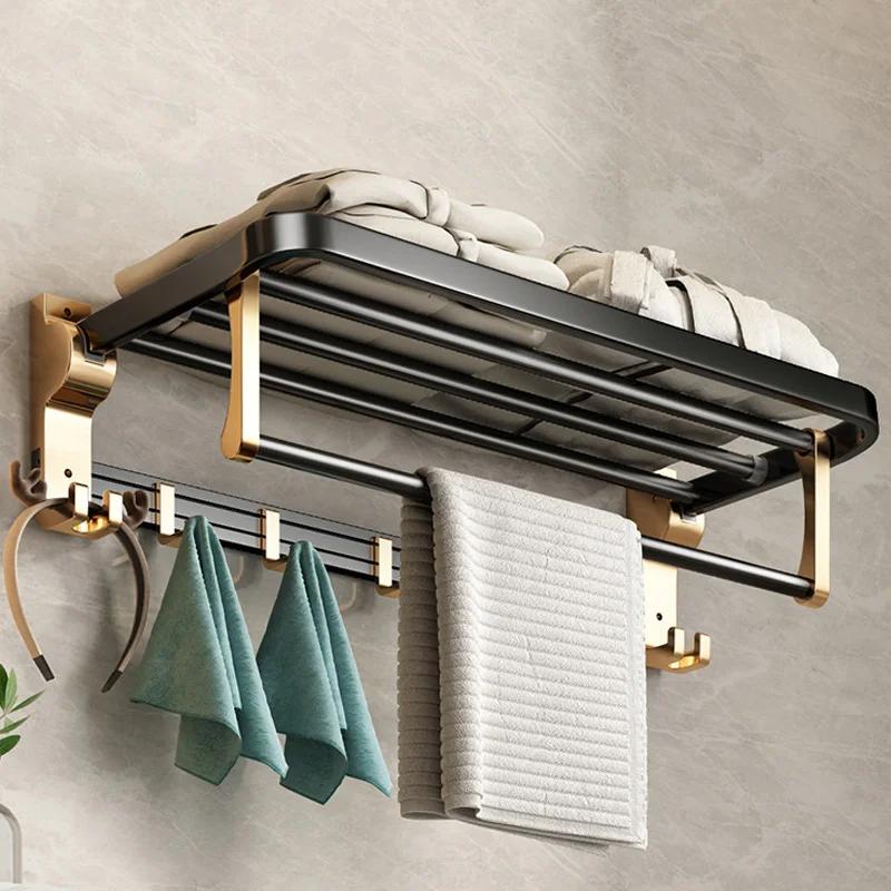 Gold Bathroom Shelf Hook Toilet Paper Holder Toilet Brush Towel Holder Space Aluminum Bathroom Hardware Set Bathroom Accessories