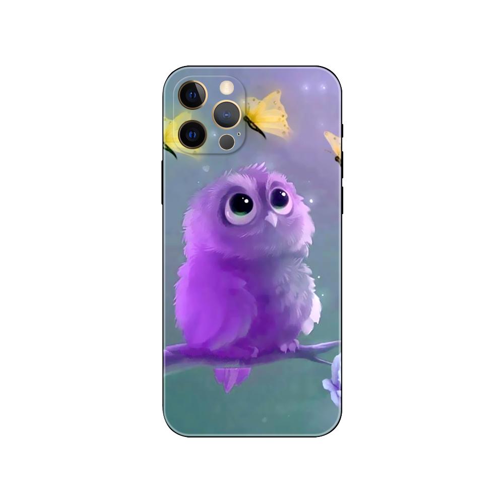 Animal Owl Phone Case for Iphone 5 5s 2020se 6 6s 7 8 Plus X 10 XR XS 11 12 13 Mini Pro MAX Black Tpu Back Cover