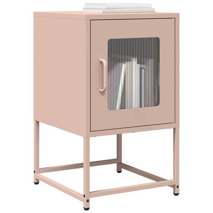 VidaXL Pink Bedside Table 36x39x60.5 Cm Cold-Rolled Steel, Side Table, Bedside Cabinet, End Table for 853327