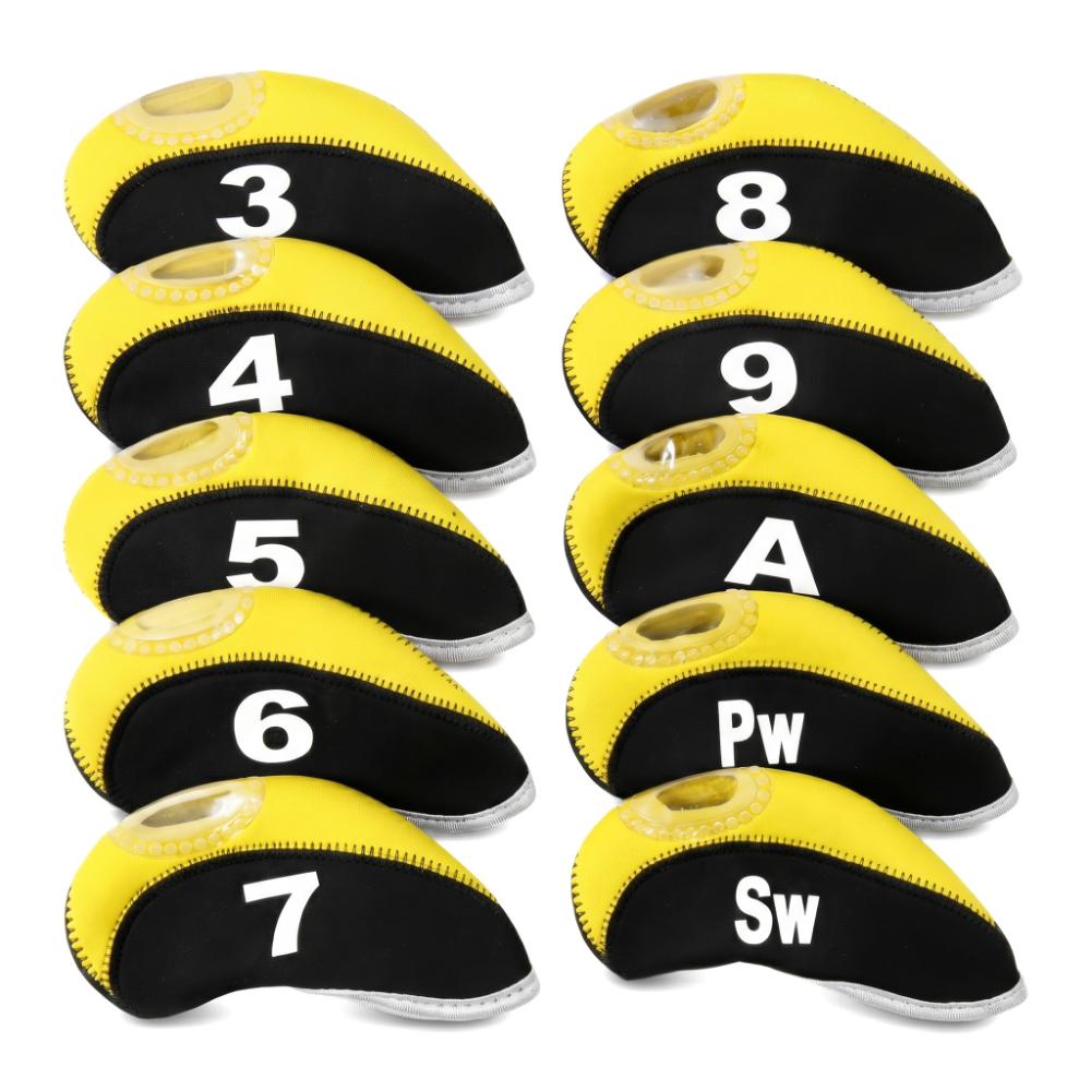 10pcs Shockproof Golf Club Head Covers Neoprene Golf Club Head Protector Golf course жёлтый