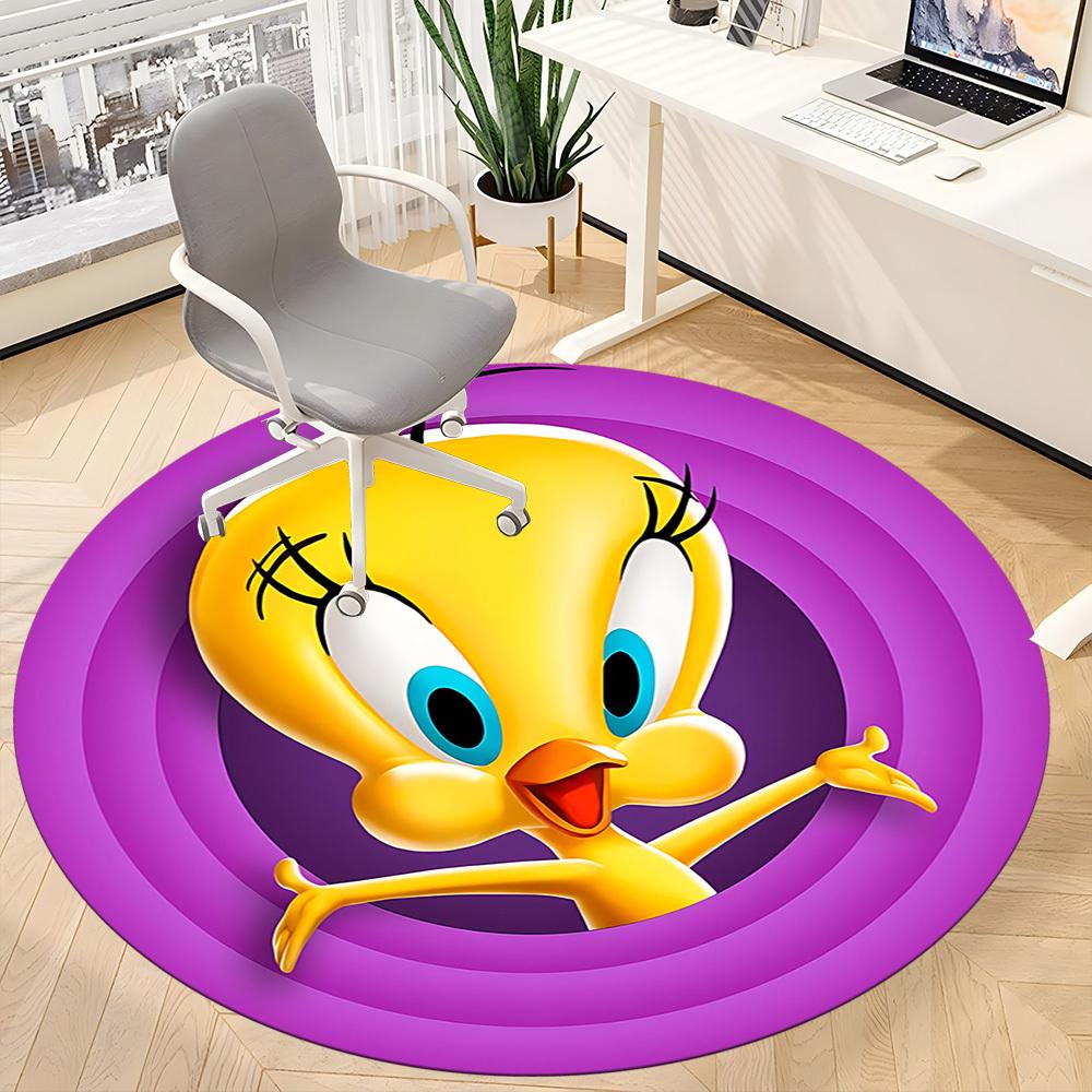 1pc Looney Tunes Tweety Bird Office Round Area Rug, Under Office Chairs Bedroom Living Room Home Decor a1022361