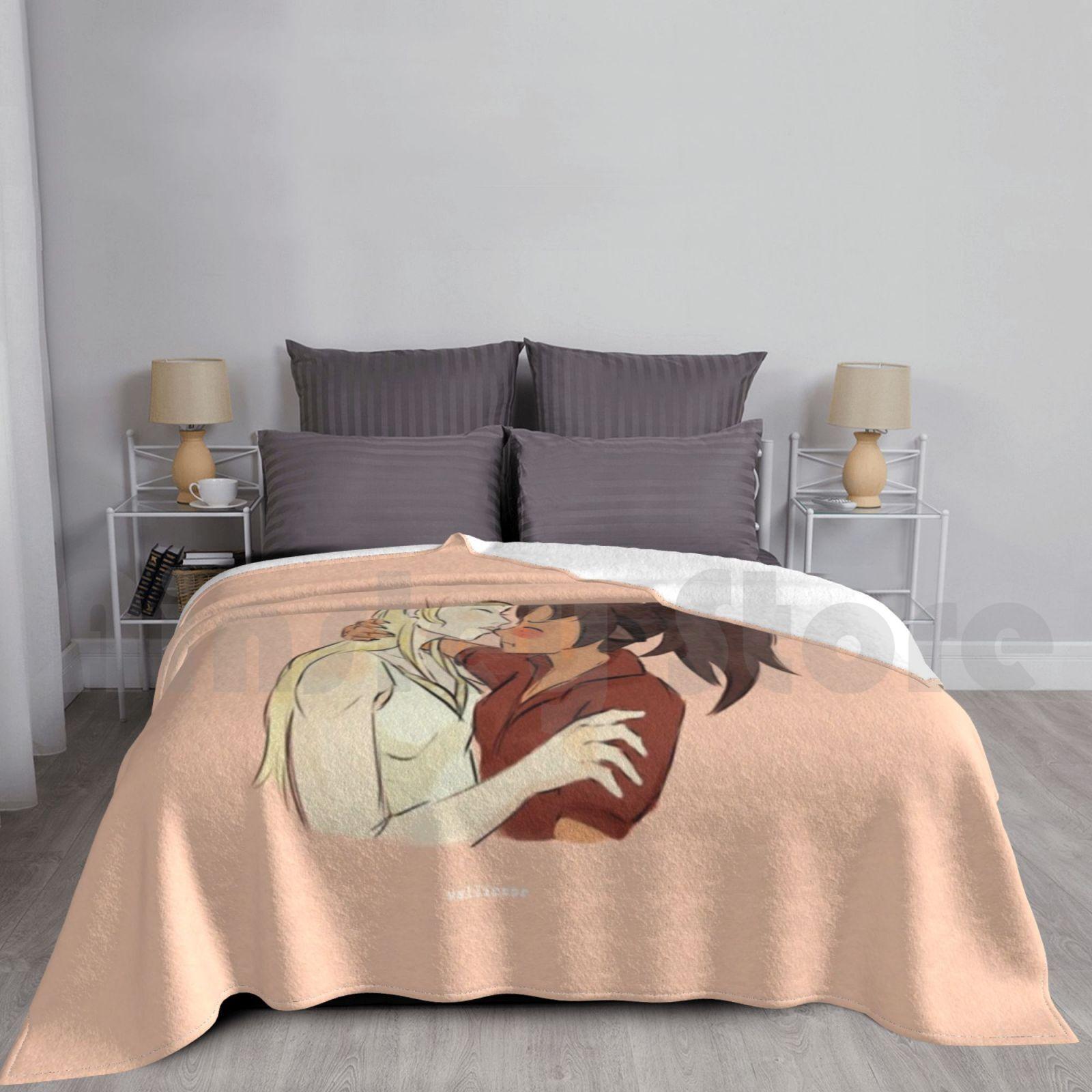 Catradora Nose Kiss Blanket For Sofa Bed Travel Catra Adora Catradora Shera And The Princesses Of Power She Ra Size: 75*100cm, Weight: 230 GSM