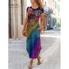Vestito da donna con scollo rotondo, tasca, maniche corte, stampa trendy