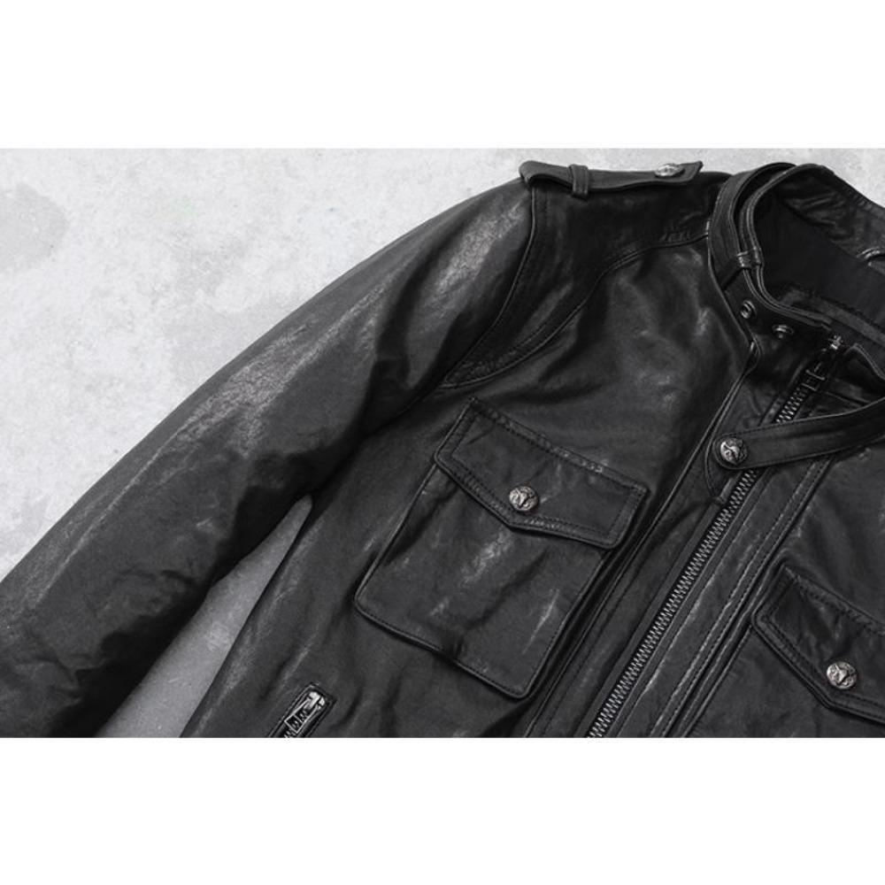 Chinese Size Men Leather Jacket Style Genuine Cowhide Soft Slim Fit Spring Autumn