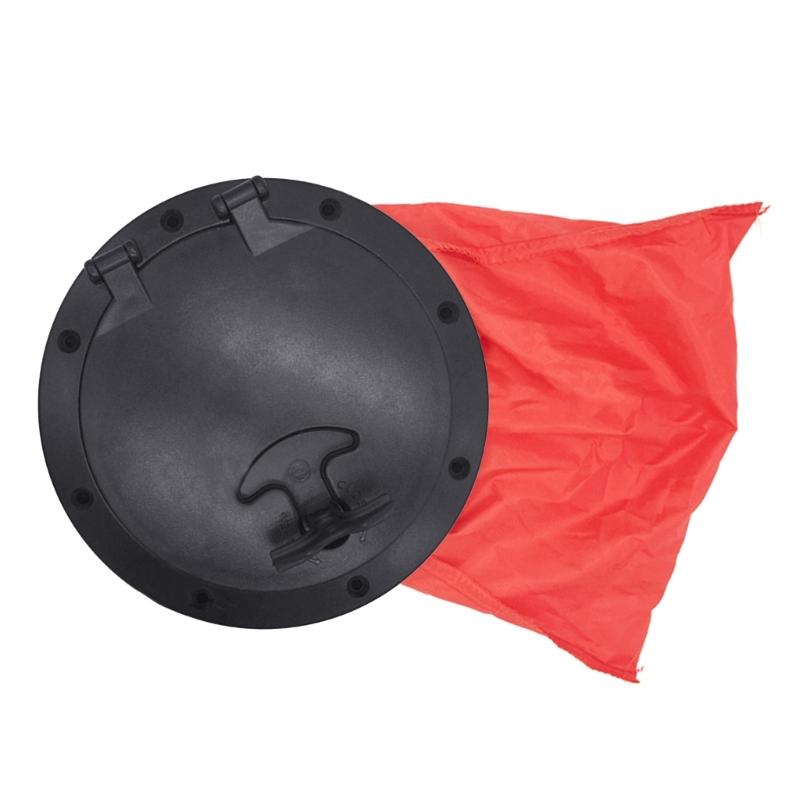 

6 Black Deck Plate Kit Deck Hatch with Storage Bag for Fishing Kayaks Boating Deck Plate Hatch Cover Kit