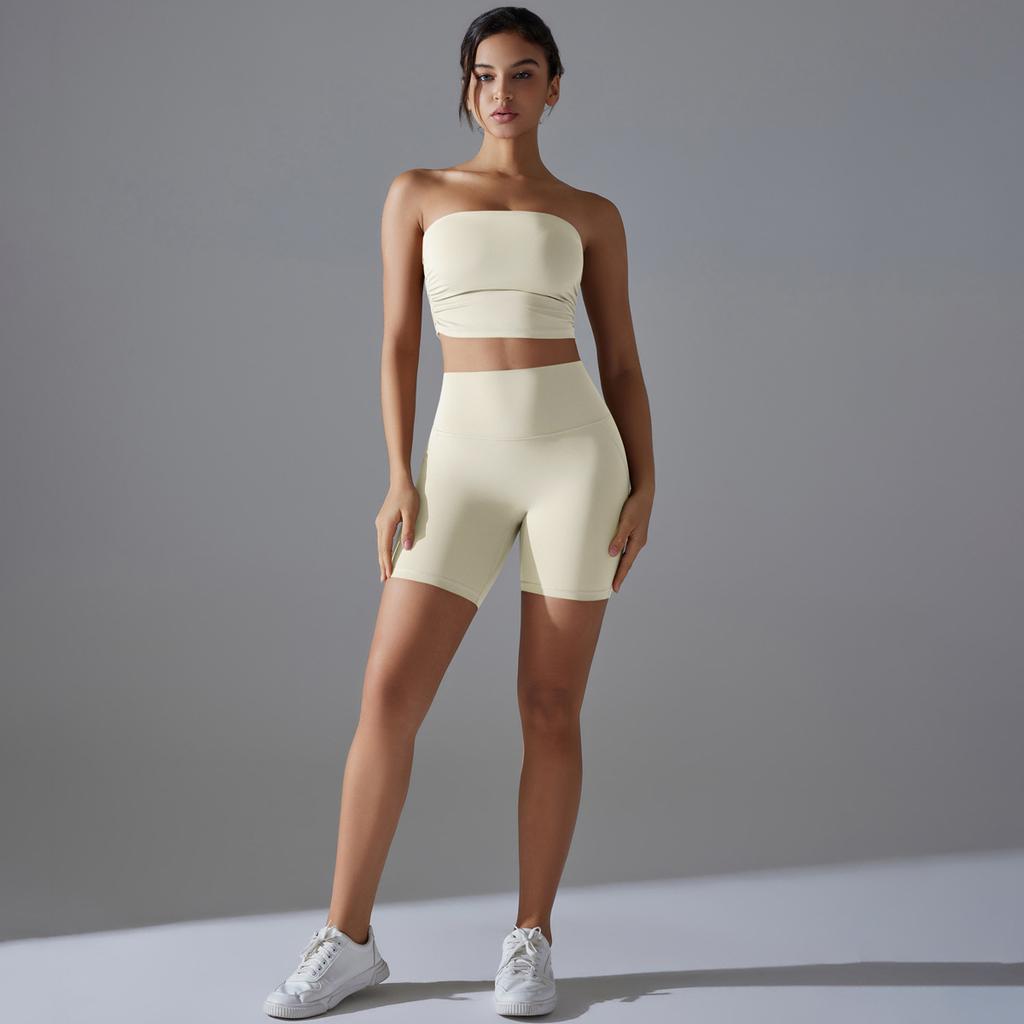 Nessaj Gym Workout Clothes Women Yoga Sportswear Peach Hip Shorts Outfit Shockproof Fitness Bra Fitness Set