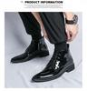 Men's Green Glossy High-Top Martin Boots - British Style Pointed Toe Chelsea Boots, Autumn Korean Trend.