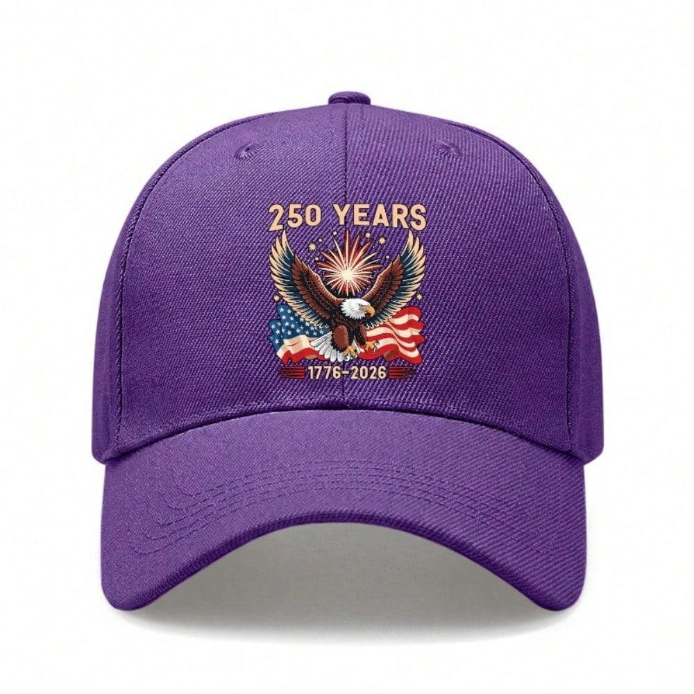 [250 Years Baseball Cap] Unisex Adjustable Polyester Printed Eagle Vintage Style Baseball Hat For Patriotic Holiday & Daily Wear