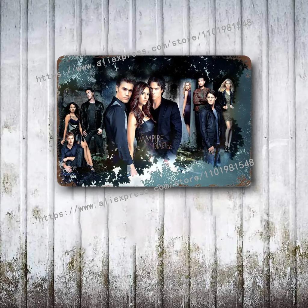 The Vampire Diaries Poster Decorativo in Metallo Segno di Latta Vintage Segno Metallico Placca Decorativa per Pub Bar Man Cave Club Decorazione Murale