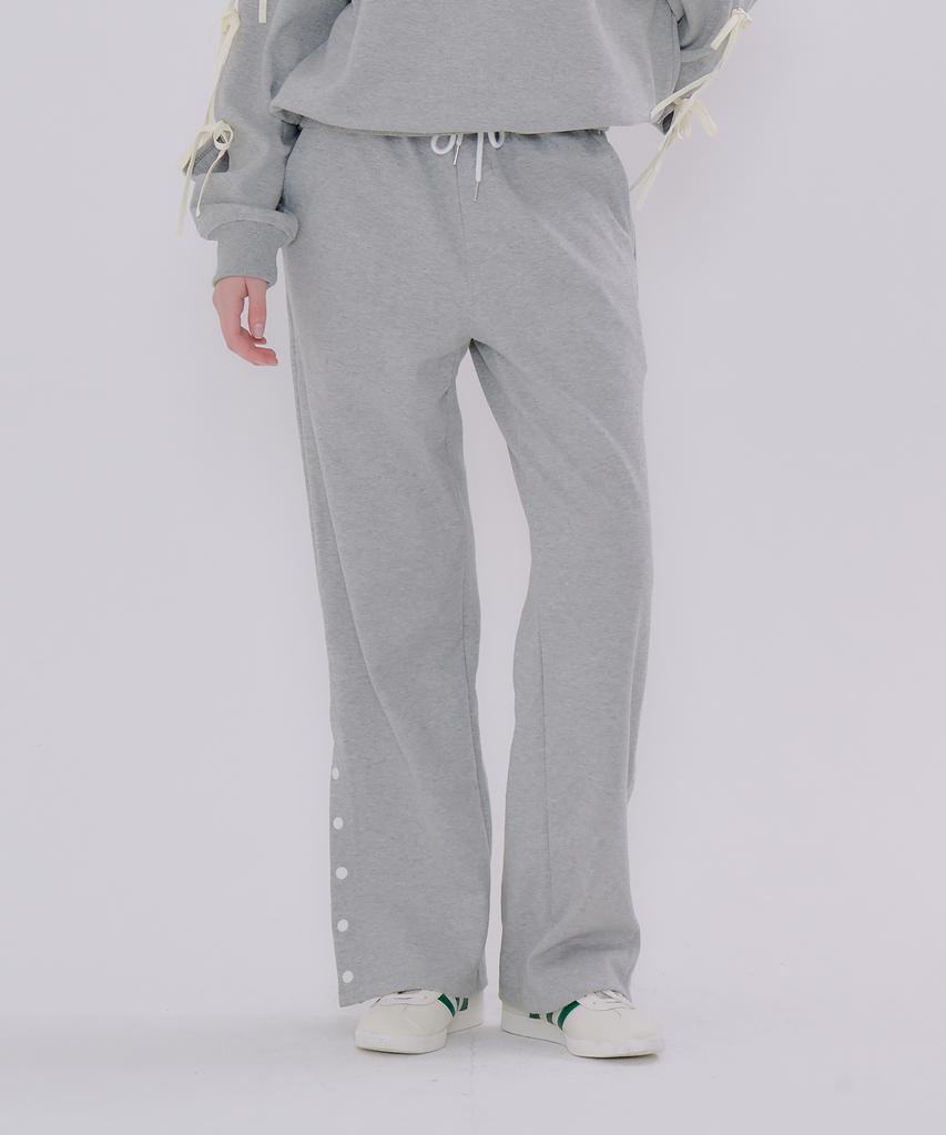Metapeo Button Detail Elastic Waist Sweatpants Gray