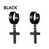 Stainless Steel Cross Pendant Earrings - European & American Fashion, Hip Hop Punk Style, Short Stud Design