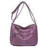 Mom Bag Women's New Trendy Fashion Soft Leather Medium Women's Bag Large Capacity Washed Leather Multi-layer Shoulder Messenger Bag