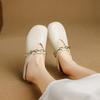 Fashion Women's New Summer Genuine Leather Cowhide Metal Belt Buckle, Low Heel and Toe Wrapped M Ü Ller Slippers
