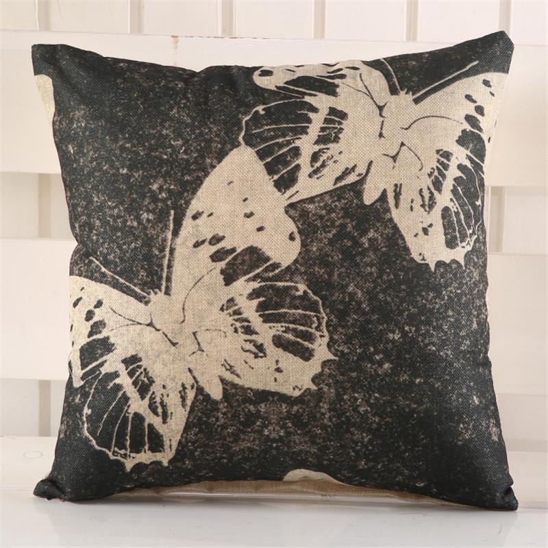 45x45cm Vintage Feather Butterfly Printed Cushion Cover Home Living Room Chair Seat Sofa Decoration