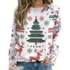 Womens Round Neck Pullover Sweatshirt With 3D Christmas Tree Print Casual Comfort Fit 2025