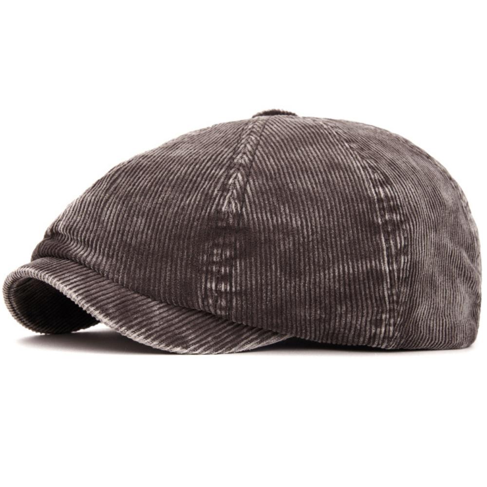 HT4911 Mens Berets Women Corduroy Artist Painter Beret Hat Male Female Adjustable Ivy Flat Cap Autumn Winter Octagonal Beret Cap