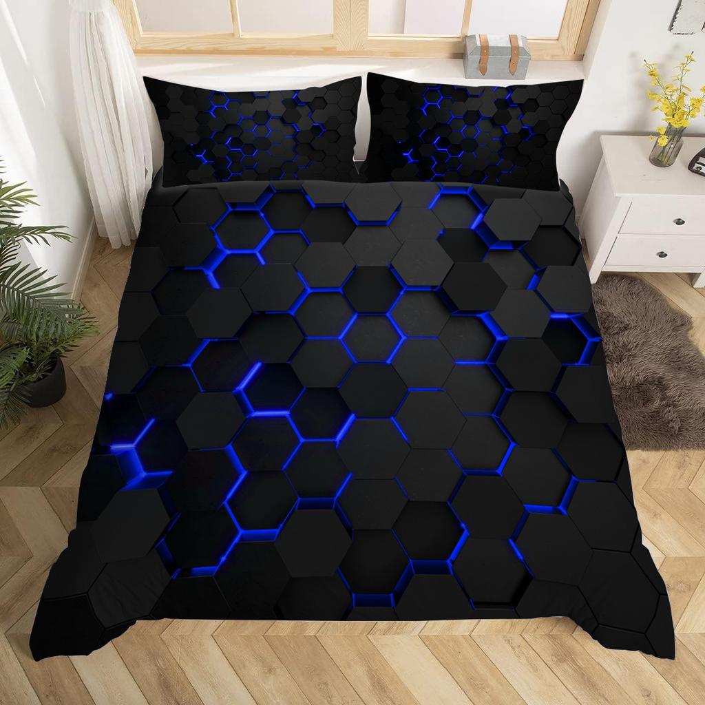 Abstract Mesh Series 3D Digital Printing Polyester Quilt Set Three-Piece Set, Fast Delivery