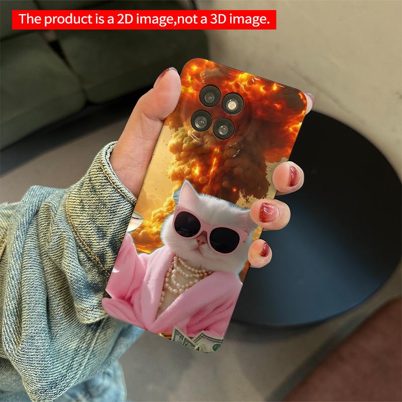 2DFlat Xiaomi Redmi phone caseChill Cat with Explosion Backgroundsuitable for Redmi Note 11 12 13 14 A3 K80 15 17 Ultra