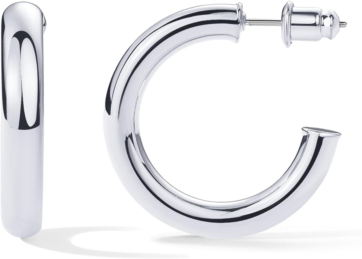 

14K Gold Plated Silver Lightweight Open Hoops for Women Gift for women Trendy Gold Hoop Earrings Silver Hoop Earrrings
